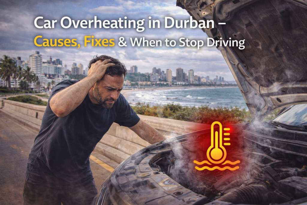 Car overheating in Durban with mechanic inspecting engine