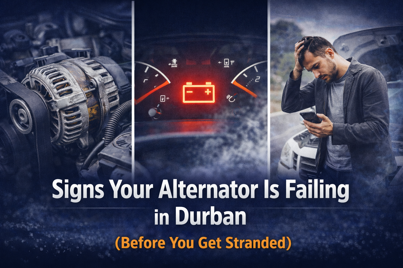 Mechanic checking alternator in Durban vehicle
